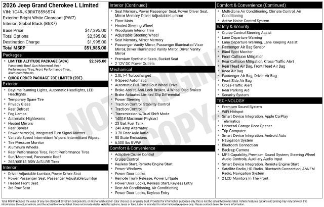 2026 Jeep Grand Cherokee L Limited