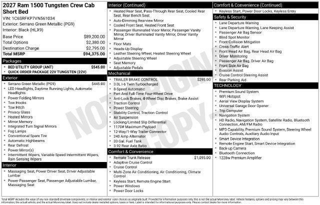 2027 RAM 1500 Tungsten