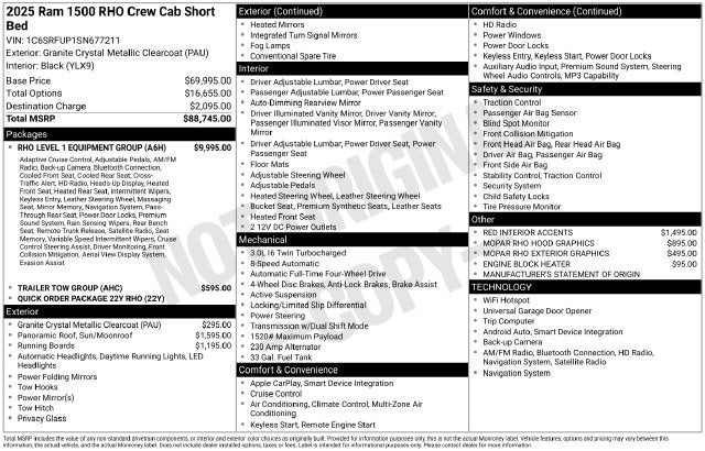 2025 RAM 1500 RHO