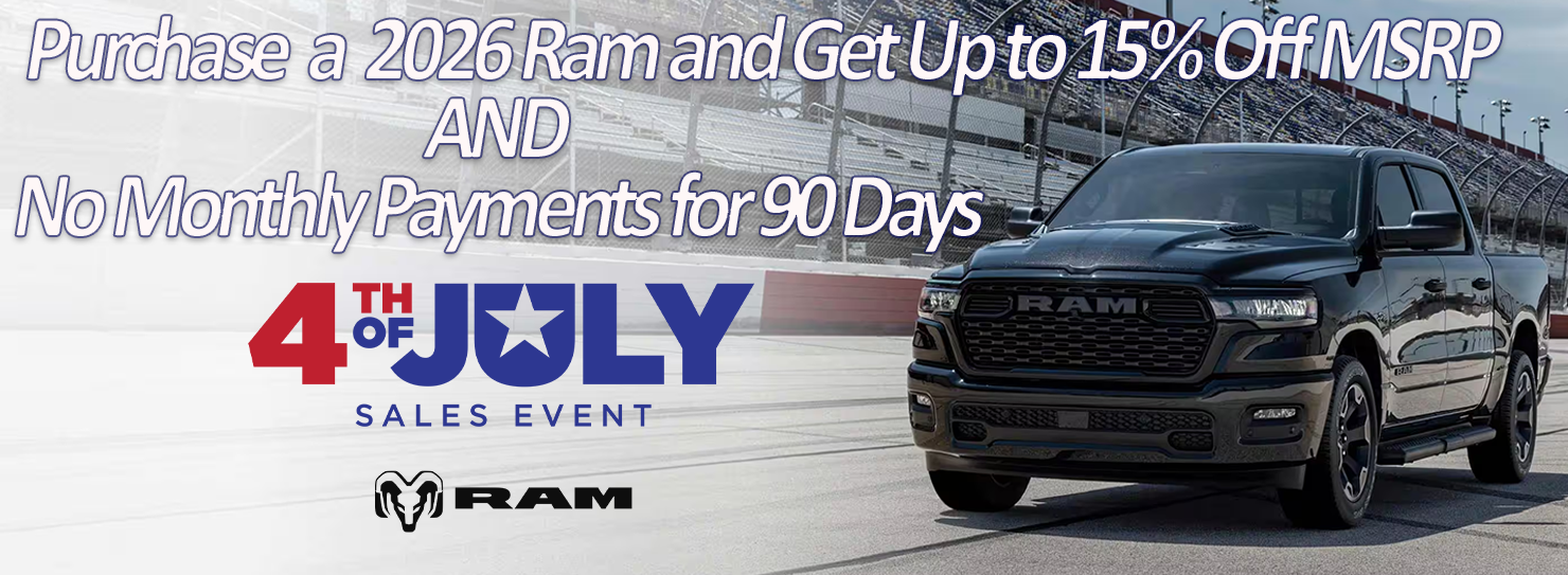 2026 Ram Get Up to 15% Off MSRP and No Payments 90 Days