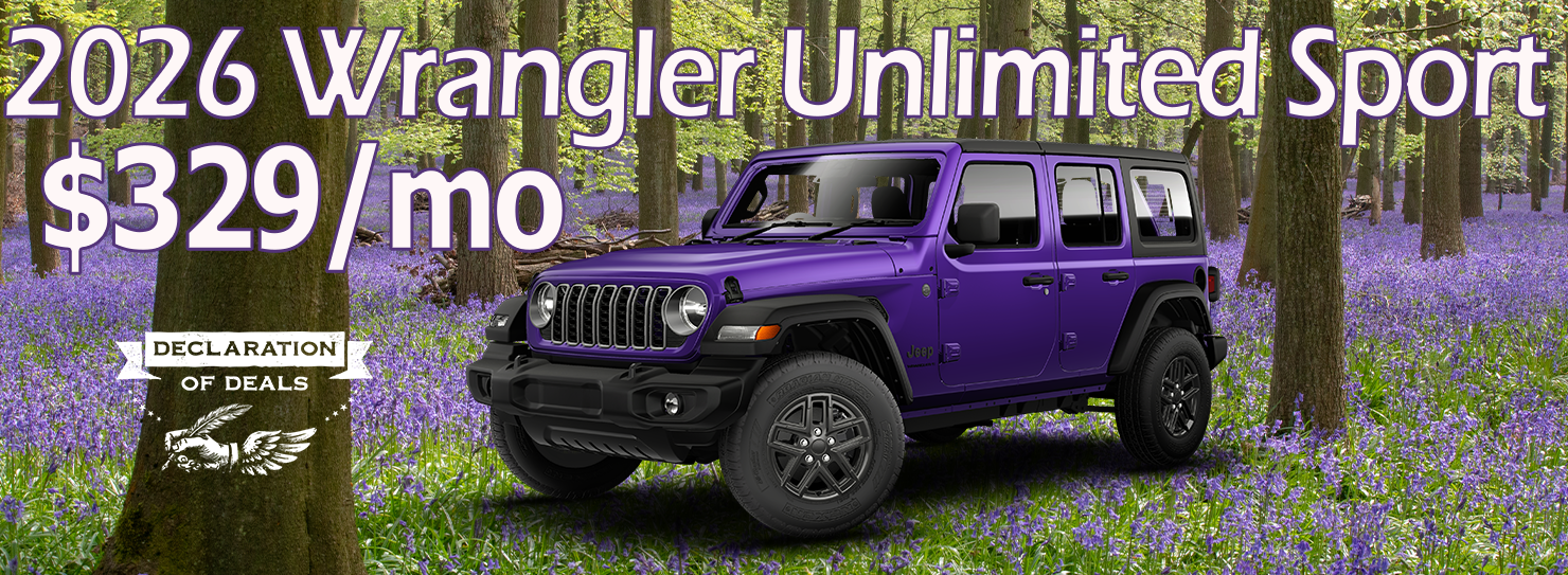2026 Wrangler Unlimited Sport $329/mo