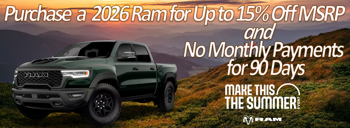2026 Ram Up to 15% off MSRP + No Monthly Payments for 90 Day