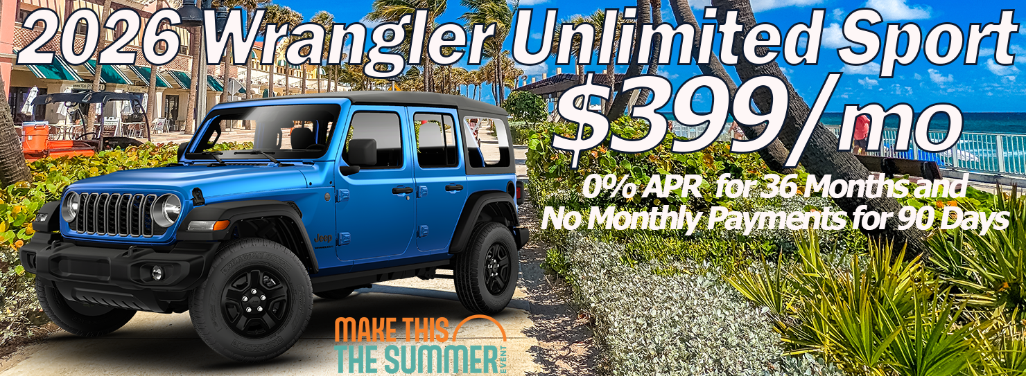 2026 Wrangler Unlimited Sport $399/mo