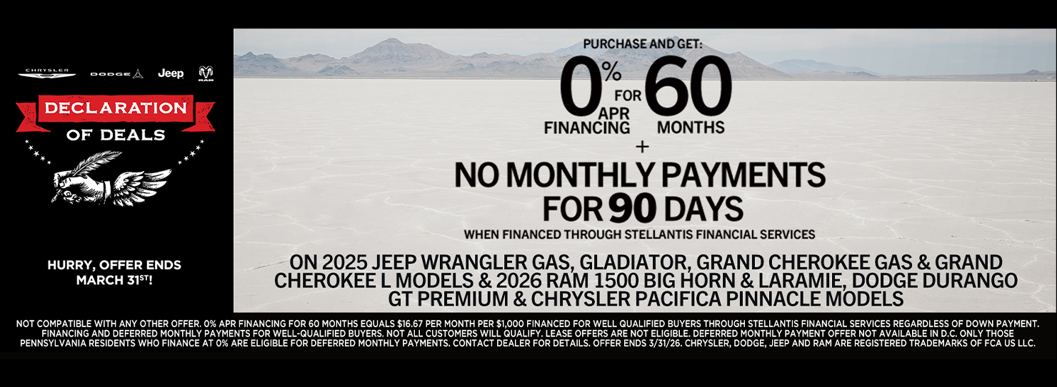 0% APR for 60 Months + No Payments for 90 Days